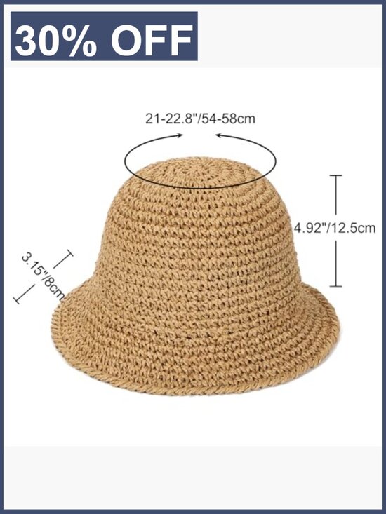 Handwoven Raffia Straw Bucket Hat with UPF 50+ Sun Protection Foldable Travel Handmade Straw Bucket Hat UV Protection Foldable Travel Cap  main image 2